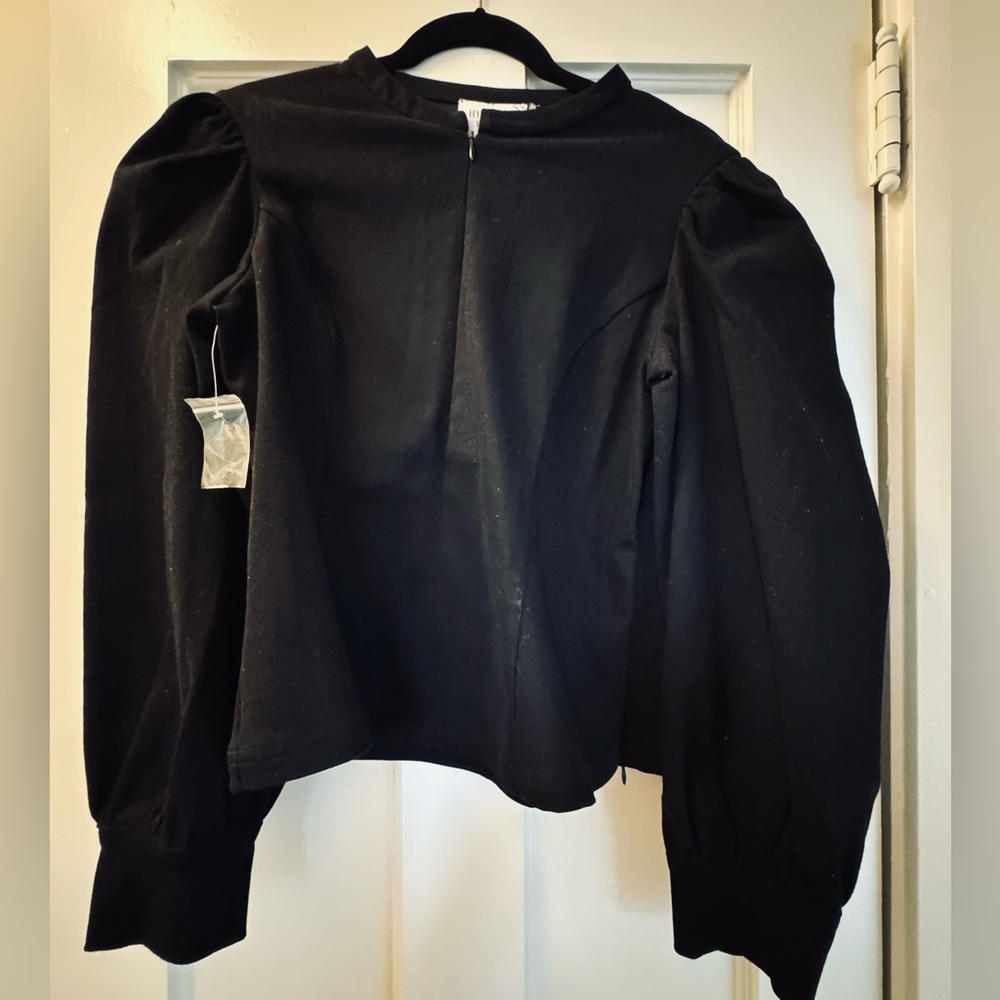 Tuckernuck / Hyacinth House Black Denim Front Zip Anderson Blouse-Large